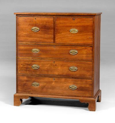 Appraisal: Southern Federal walnut bonnet chest five dovetailed drawers with poplar