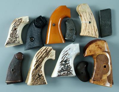 Appraisal: pairs assorted handgun grips stag bakelite wood cast metal rosewood