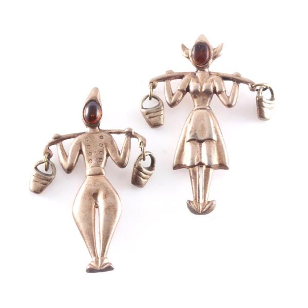 Appraisal: NORMA S STERLING VERMEIL DUTCH COUPLE WITH SHOULDER YOKE AND