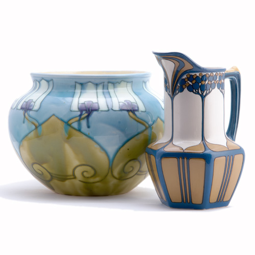 Appraisal: MINTON METTLACH Two items a Minton jardiniere decorated in trail