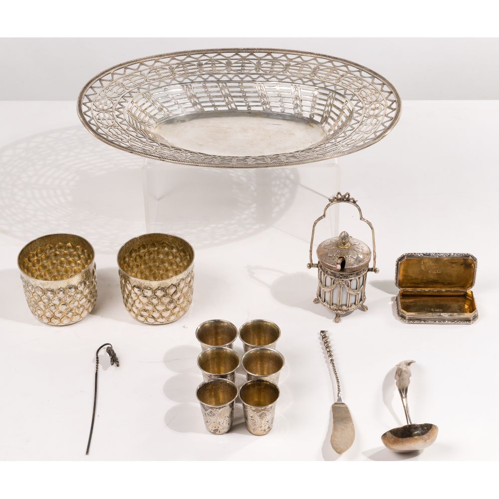 Appraisal: STERLING SILVER OBJECT ASSORTMENT items including an openwork bowl cups