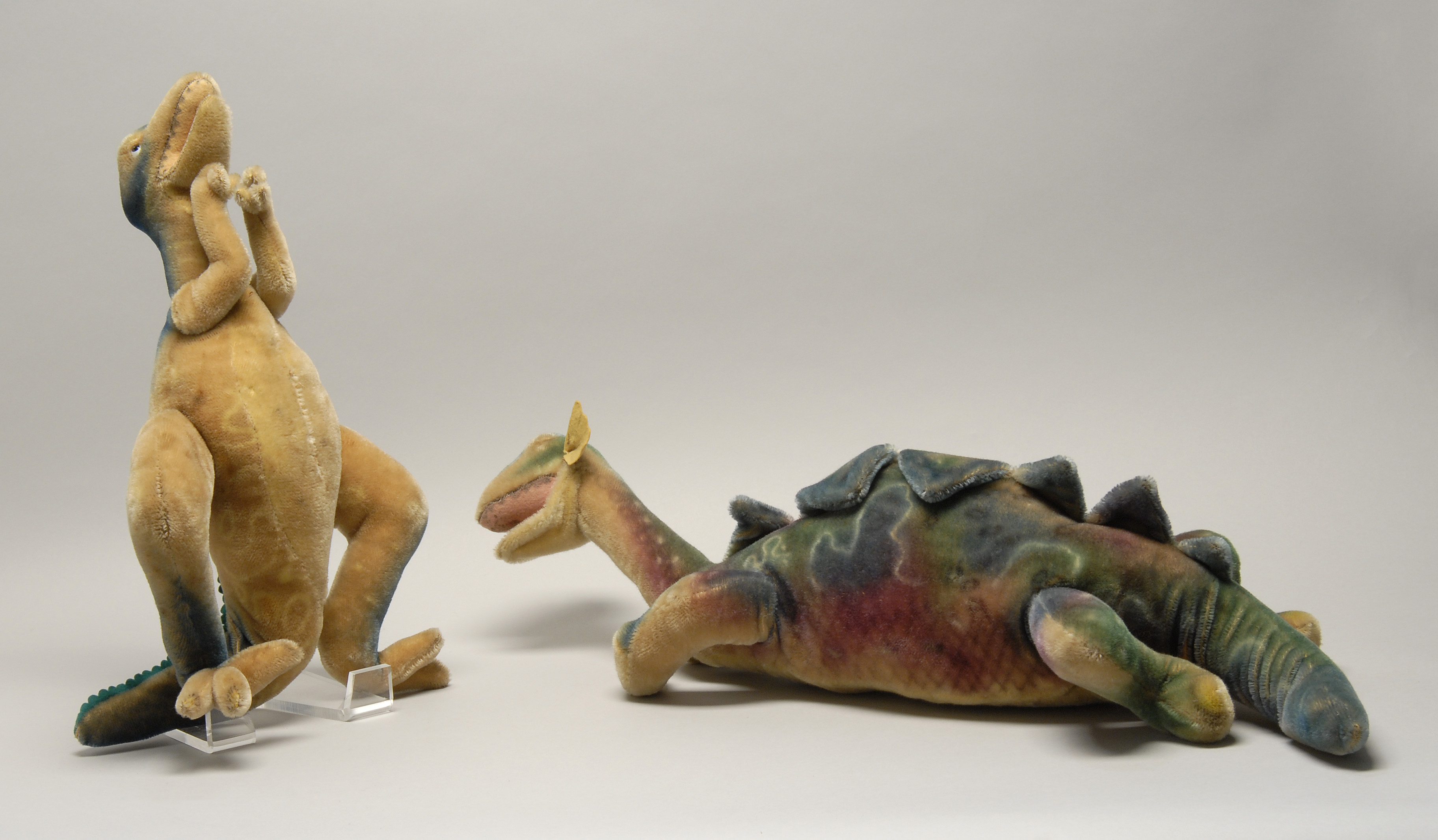 Appraisal: TWO STEIFF DINOSAURS Circa Both missing buttons and tags One