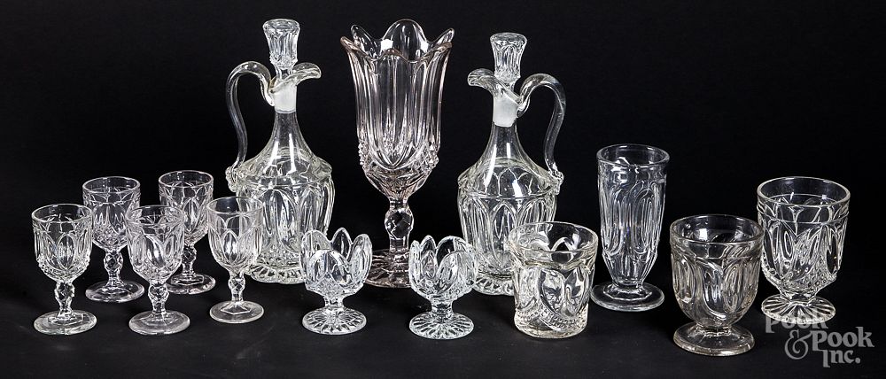 Appraisal: Large group of colorless glass stemware etc Large group of