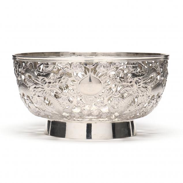 Appraisal: A CHINESE EXPORT SILVER DRAGON BOWL MARK OF SING FAT