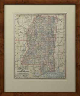 Appraisal: Mast Crowell Kirkpatrick Map of Mississippi Mast Crowell Kirkpatrick Map