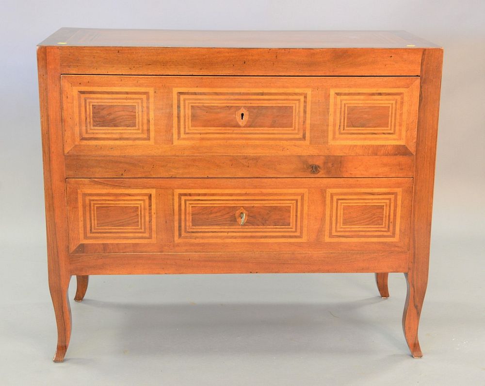 Appraisal: Continental Neoclassical-style inlaid walnut commode having drawers raised on cabriole