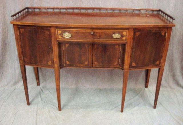 Appraisal: Sheraton Style Inlaid Sideboard With a wood gallery From a