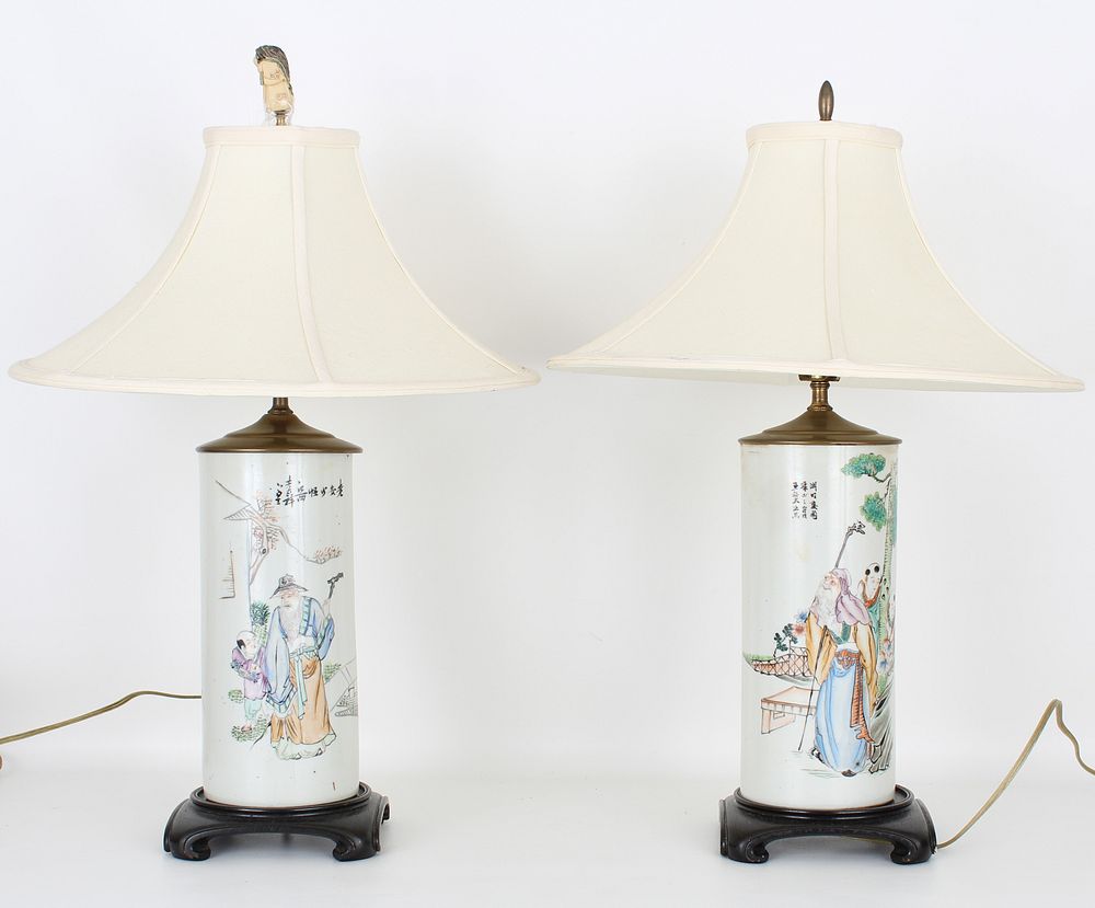 Appraisal: Republic Period Chinese Porcelain Lamps Republic Period Chinese Porcelain Lamps