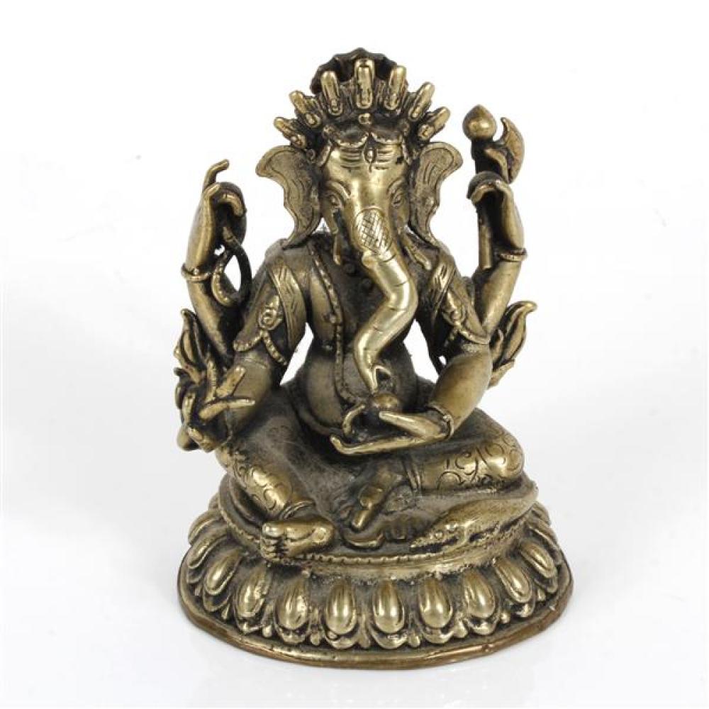 Appraisal: GANESH GILT BRONZE TEMPLE FIGURE OF THE FOUR ARMED DEITY