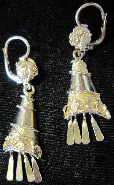 Appraisal: karat yellow gold drop earringsHalf-cone form featuring four articulated drops