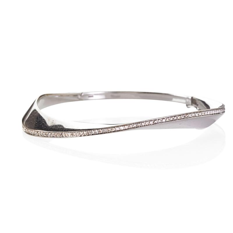 Appraisal: DIAMOND K WHITE GOLD MOBIUS RIBBON BRACELET Condition Report