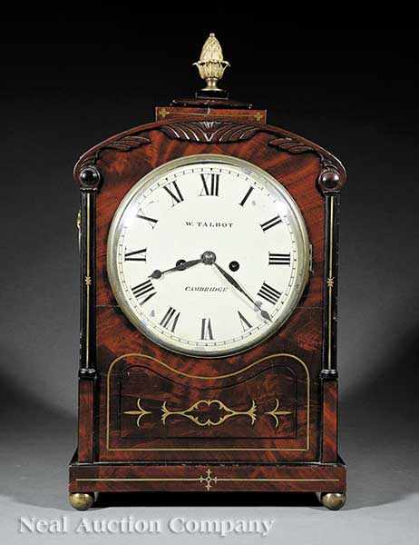 Appraisal: A Regency Carved Mahogany and Brass Inlaid Mantel Clock c