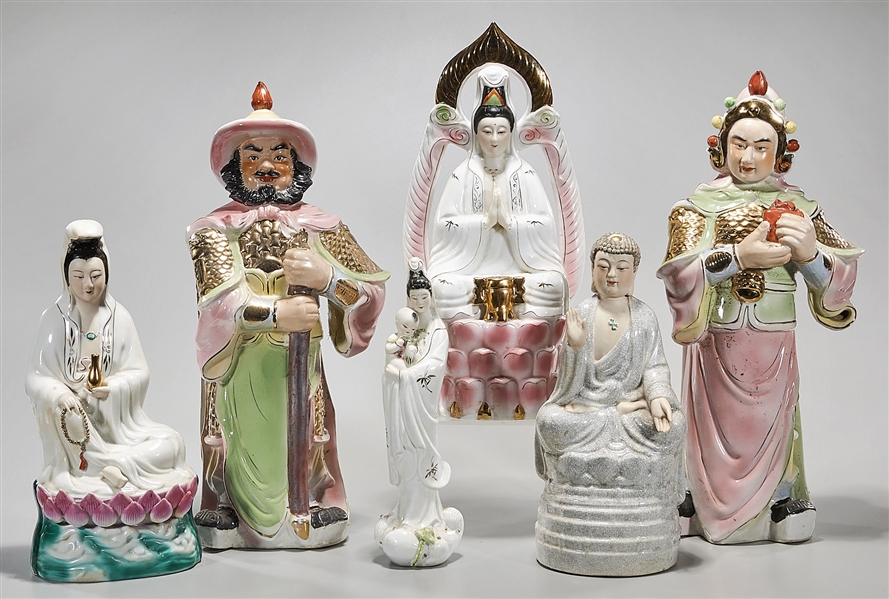 Appraisal: Six various Chinese porcelain figures x x largest approx Condition