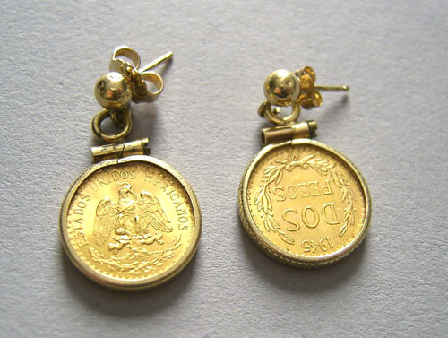 Appraisal: Dos Pesos yellow gold frame earrings dwt