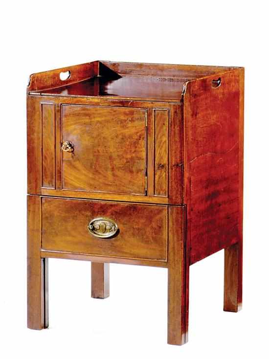 Appraisal: Georgian style mahogany bedside cabinet th century square top with