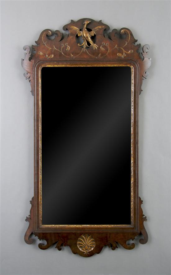 Appraisal: An American Mahogany and Parcel Gilt Chippendale Style Mirror Height