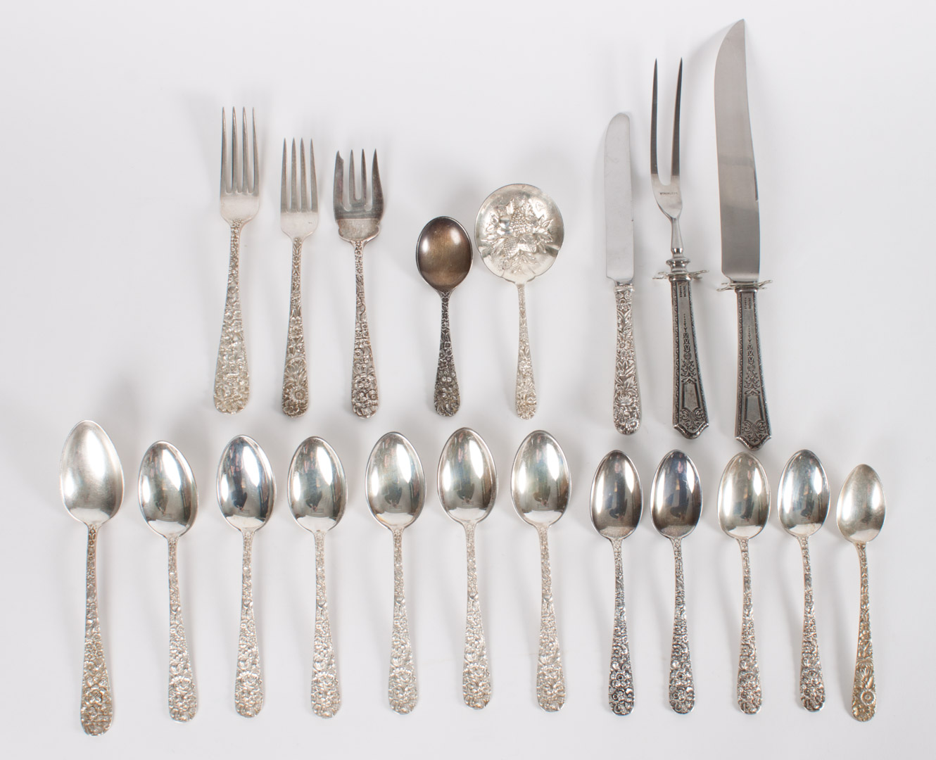 Appraisal: Twenty assorted sterling silver flatware pieces including Stieff Rose Kirk