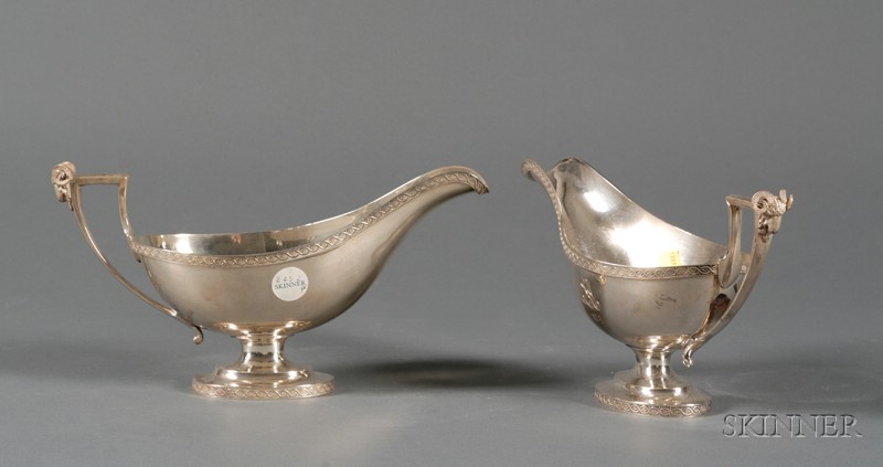 Appraisal: Pair of American Sterling Gravy Boats mid- th century no