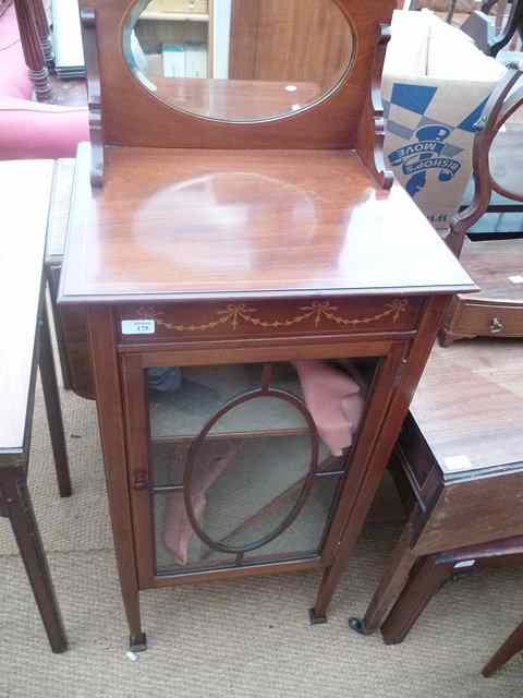 Appraisal: AN EDWARDIAN MAHOGANY AND SATINWOOD INLAID DISPLAY CABINET with raised