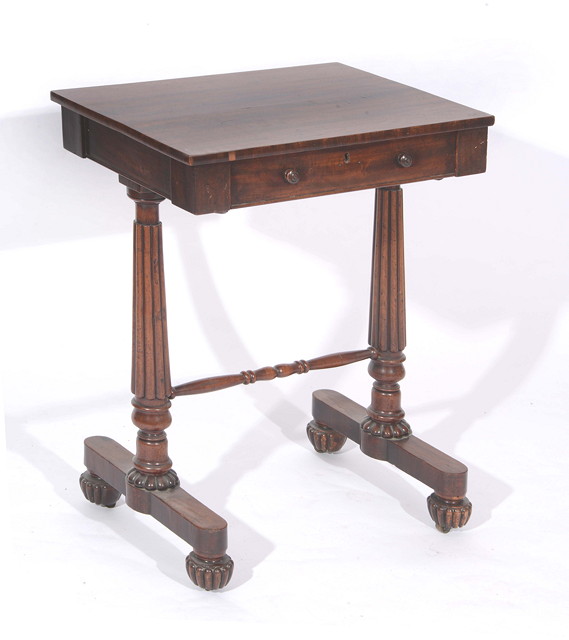 Appraisal: A GEORGE IV MAHOGANY RECTANGULAR WORK TABLE fitted one long