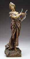 Appraisal: EMANUEL VILLANIS French - SAPHO The bronze sculpture depicts Sapho