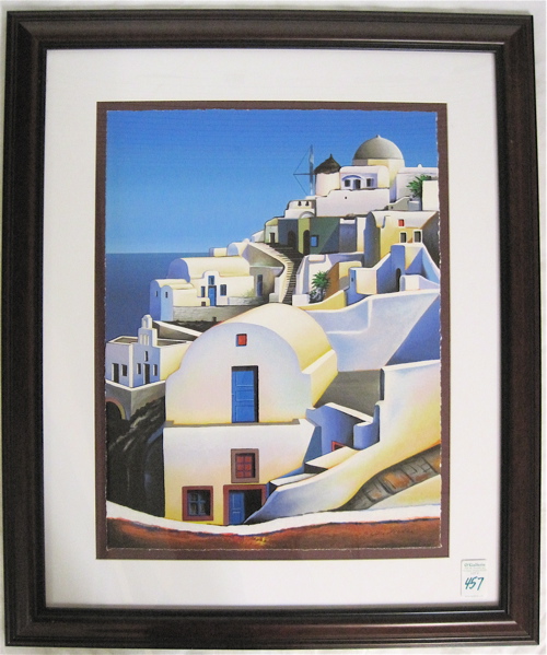 Appraisal: IGOR MEDVEDEV COLOR SERIGRAPH Russian th century Oia on Santorini