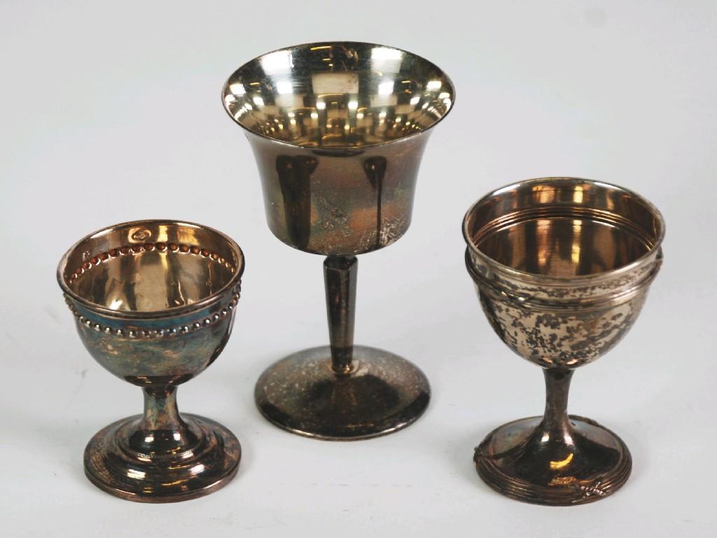 Appraisal: SMALL SILVER WINE GOBLET with flared bowl panelled stem and