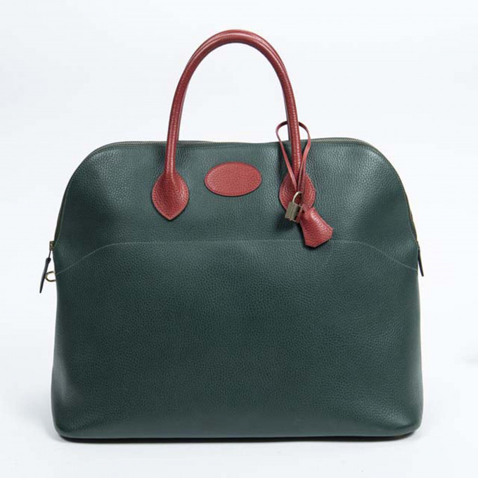 Appraisal: Hermes Bolide Travel Bag c in hunter green and red