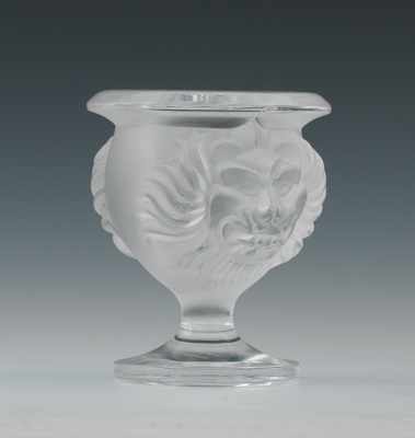 Appraisal: A Lalique Crystal Lion Mask Vase Apprx - D x