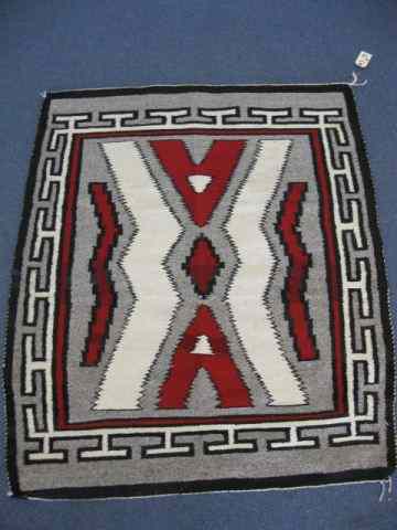 Appraisal: Navaho Indian Rug dazzling geometric design red black white gray