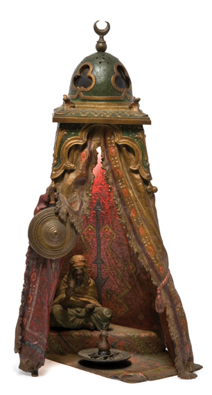 Appraisal: Bergman Cold Painted Bronze Orientalist Lamp Estimate -