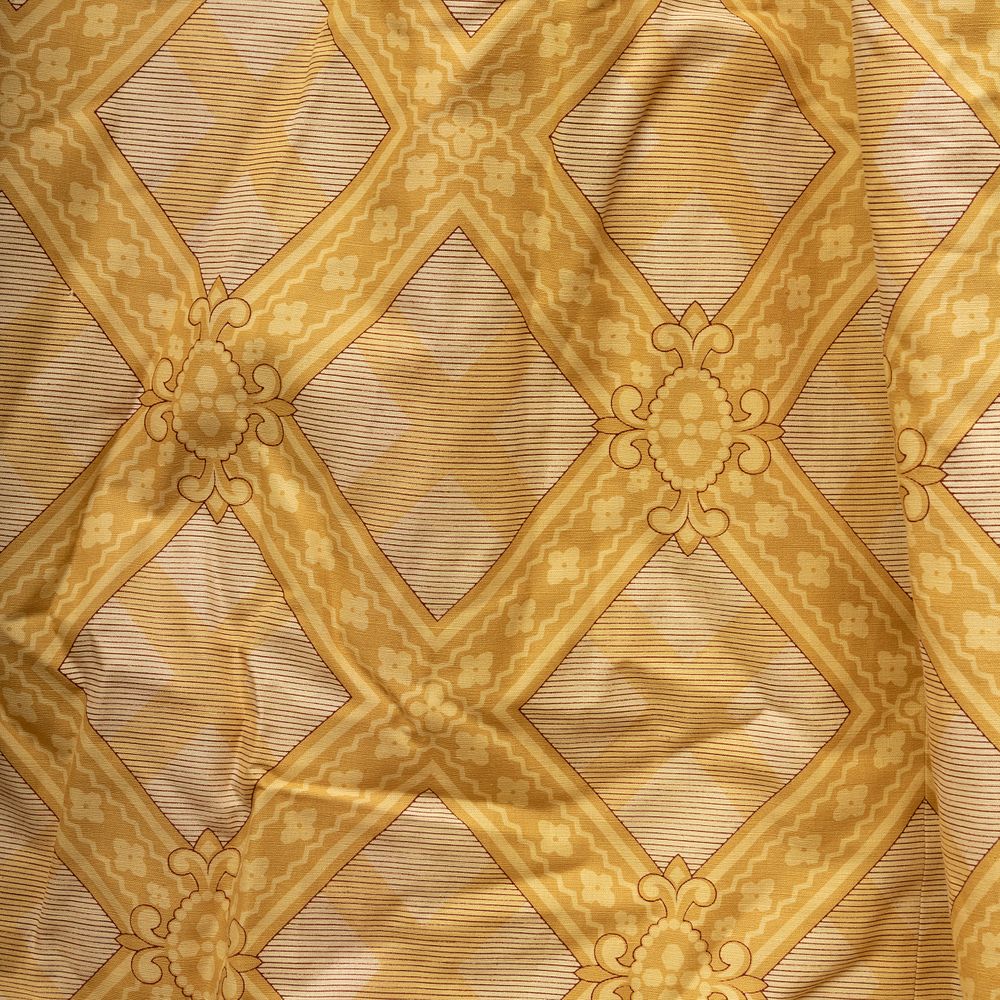 Appraisal: Set of Six Yellow Neo-Gothic Patterned Linen Curtain Panels Fitted