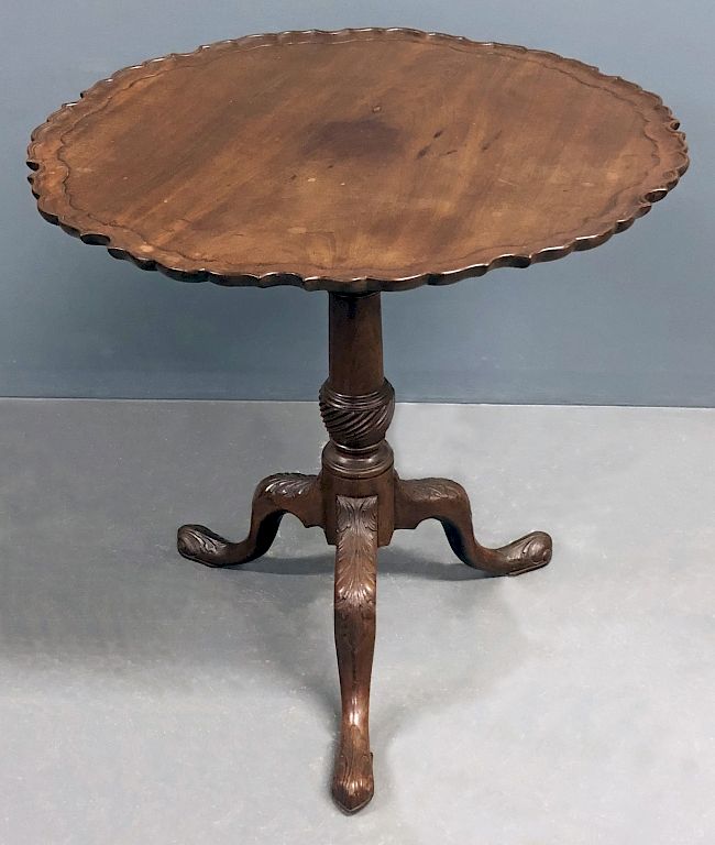 Appraisal: Georgian Mahogany Pie Crust Tea Table Georgian mahogany pie crust