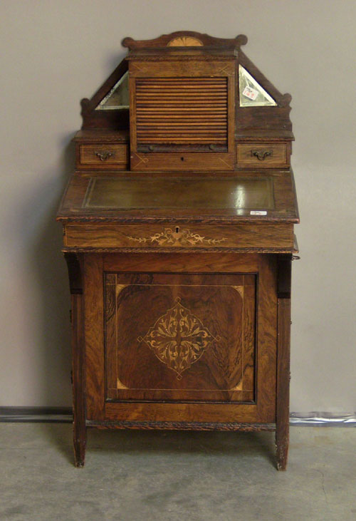 Appraisal: Victorian rosewood and parquetry davenport desk h w