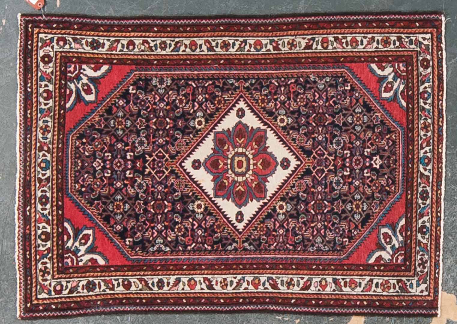 Appraisal: Semi-antique Hamadan rug approx x Persia circa Condition Slight end