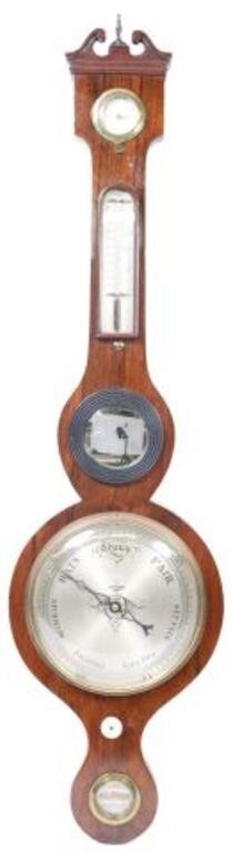 Appraisal: English rosewood barometer late th c swan's neck pediment hygrometer