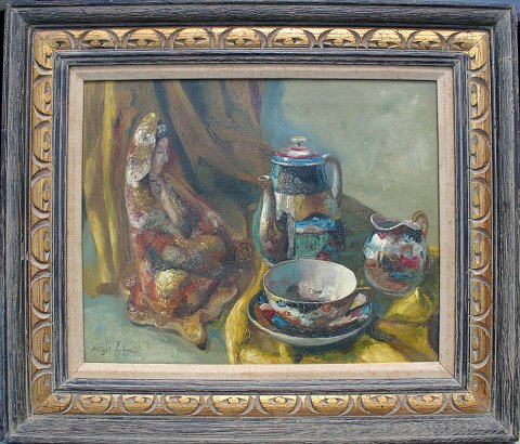 Appraisal: SUGER Zsuzsanna Hungarian - Oriental Still Life with Doll and