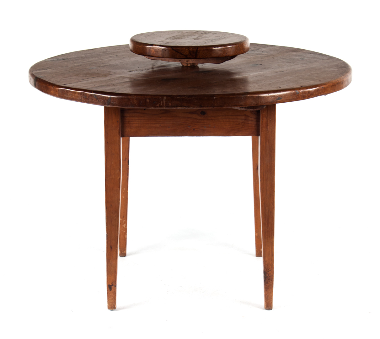 Appraisal: English country pine round kitchen table in revolving lazy susan