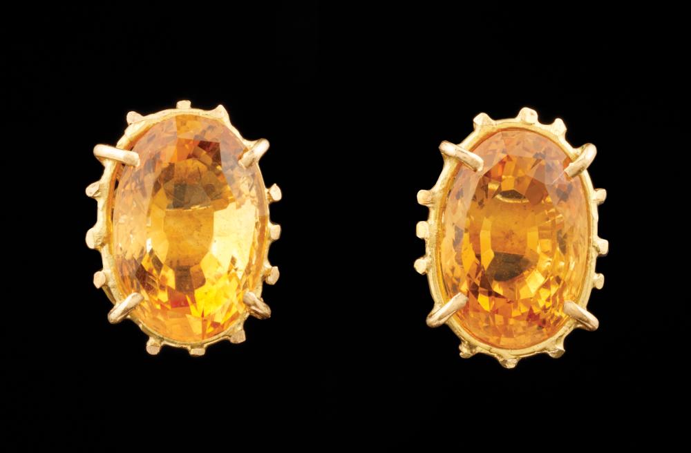 Appraisal: Pair of kt Yellow Gold and Citrine Stud Earrings each