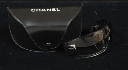 Appraisal: Chanel wrap sunglasses Black frames with silver and black CC