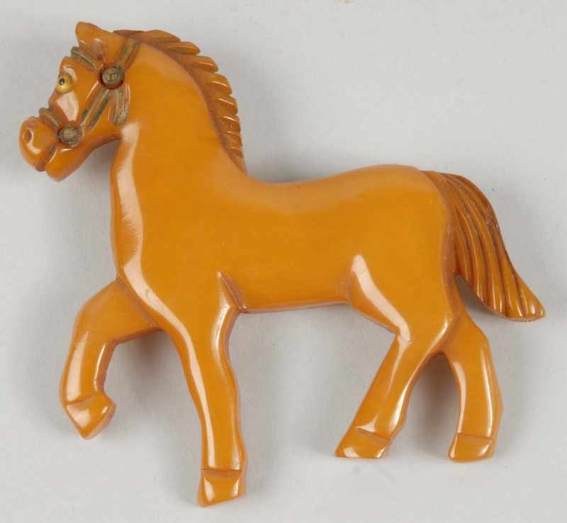 Appraisal: Bakelite Full-Bodied Trotting Horse Pin Condition Excellent Size x -