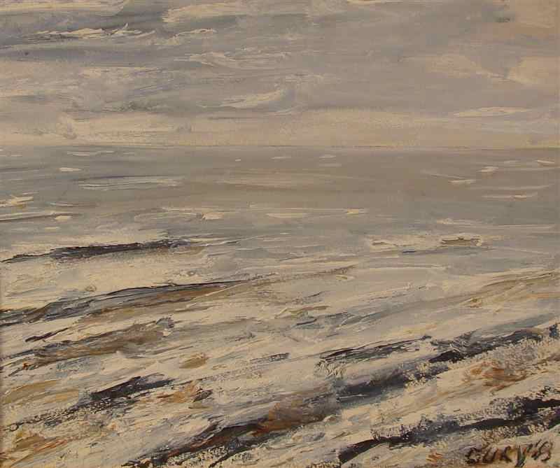 Appraisal: CUKY SEASCAPE Oil on paper x in Framed lower right