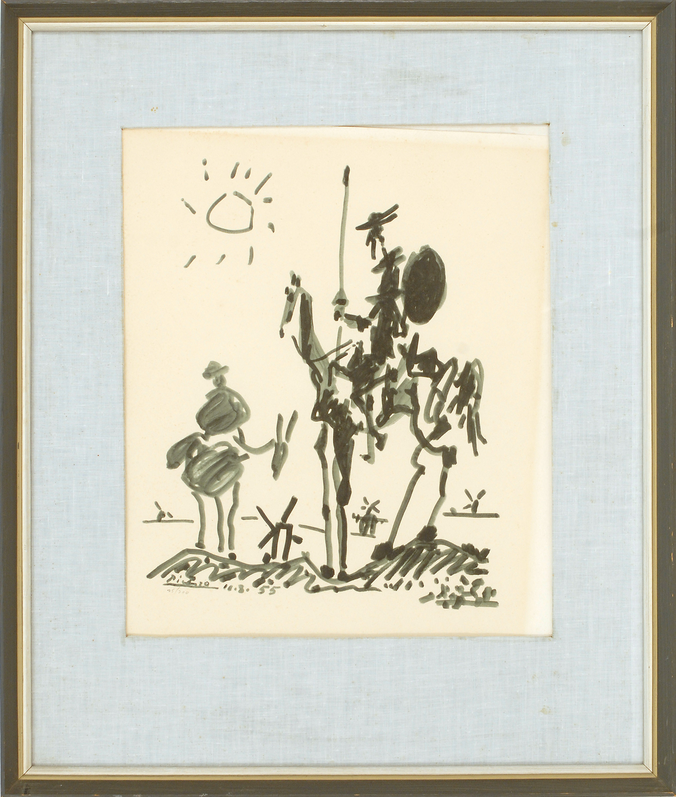 Appraisal: FRAMED PABLO PICASSO LITHOGRAPH th CenturyDon Quixote Signed in plate