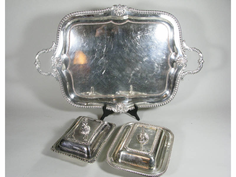 Appraisal: Three Pieces of Silverplate including servers one divided both lidded