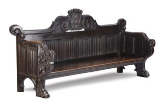 Appraisal: th c palace size oak hall bench w Late th