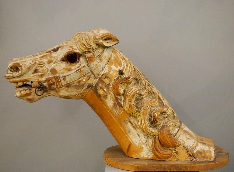 Appraisal: Carousel horse head An early th century pine carousel horse