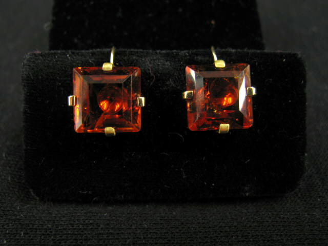 Appraisal: Citrine Earrings each with square cut lively gem carats total