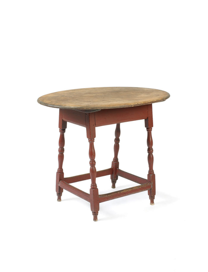 Appraisal: NEW ENGLAND QUEEN ANNE RED PAINTED MAPLE AND PINE OVAL