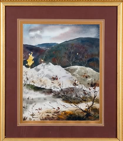 Appraisal: Winter landscape watercolor x unsigned Provenance From the estate of