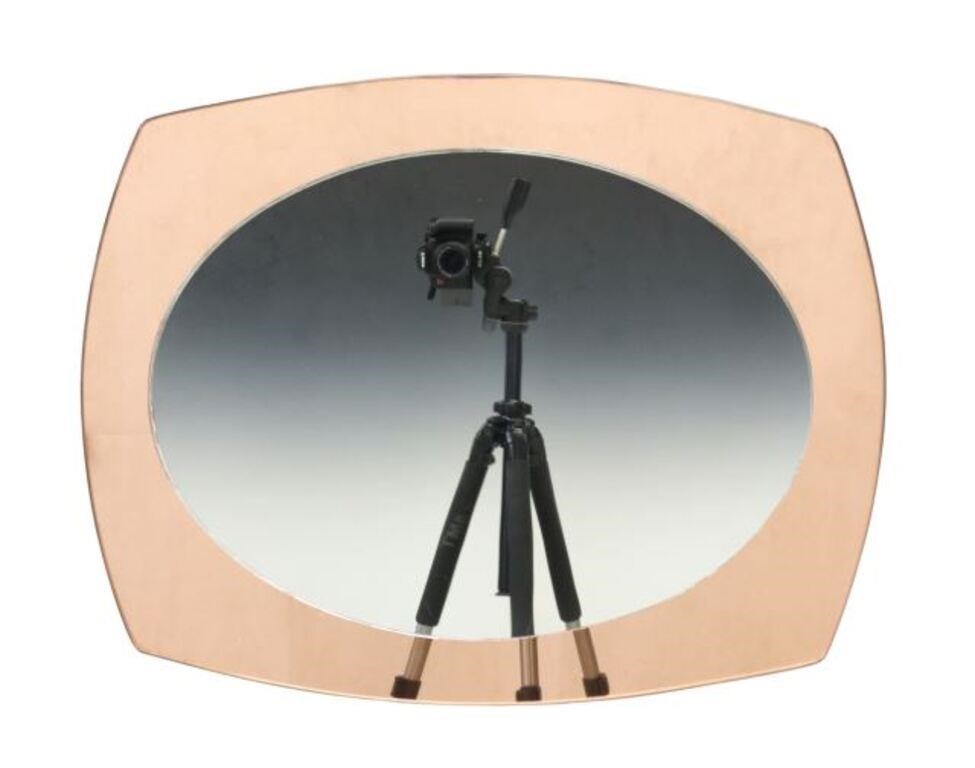 Appraisal: Italian mid-century modern Murano glass mirror c s peach-colored glass